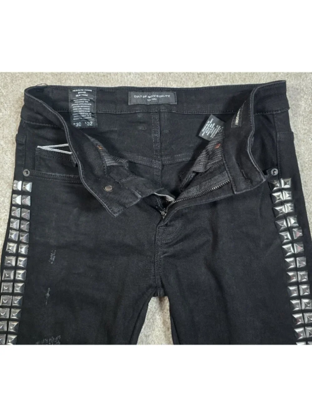 Cult of Individuality Jeans Punk Super Skinny Studded 622A1-SSO4V Black 30x32